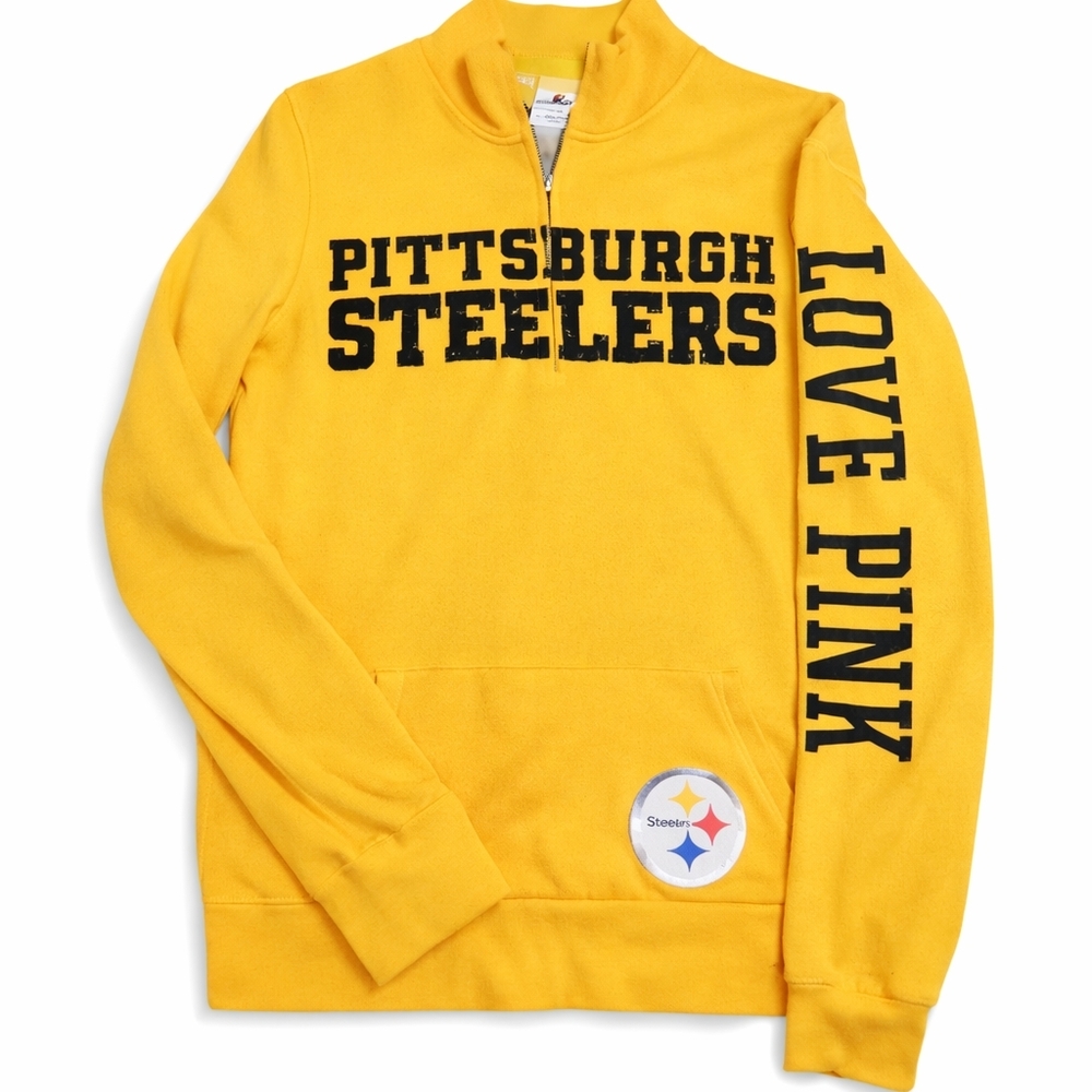 PINK Victoria's Secret Yellow Steelers Quarter-Zip Sweatshirt